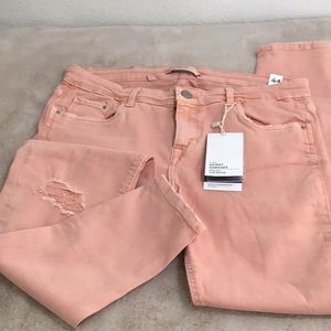 🆕 ZARA Trafaluc Super Skinny Denim Colored Jeans Mid Rise Peach